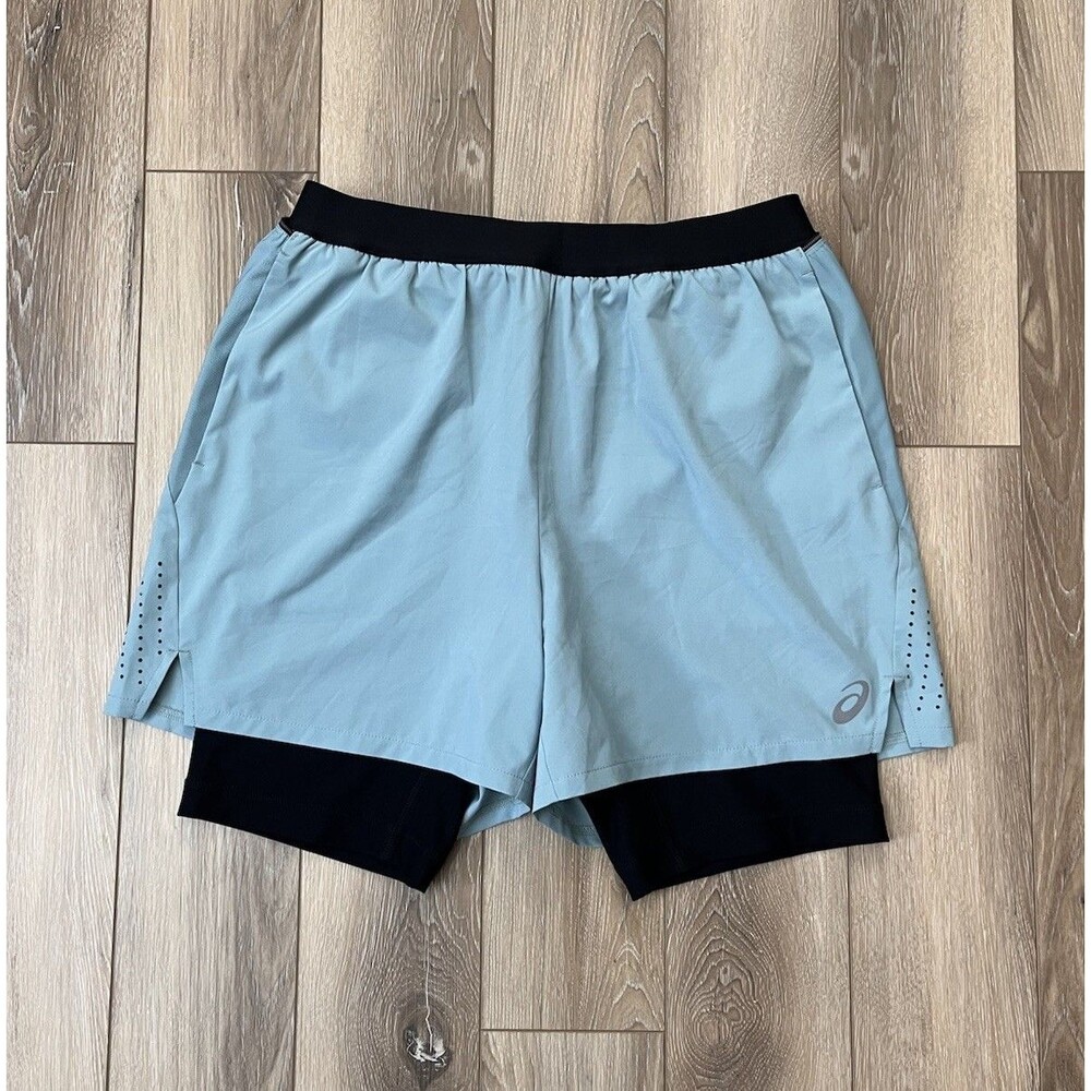 Asics Lined 5” Running Shorts Men's Medium Blue Gym Training Race Sports Bottoms